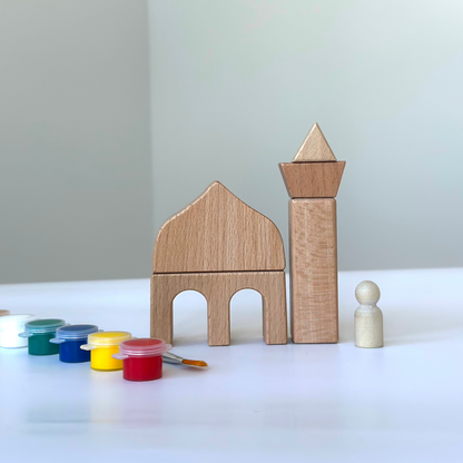 Mini Wooden Masjid Blocks Craft Set | 5 peices
